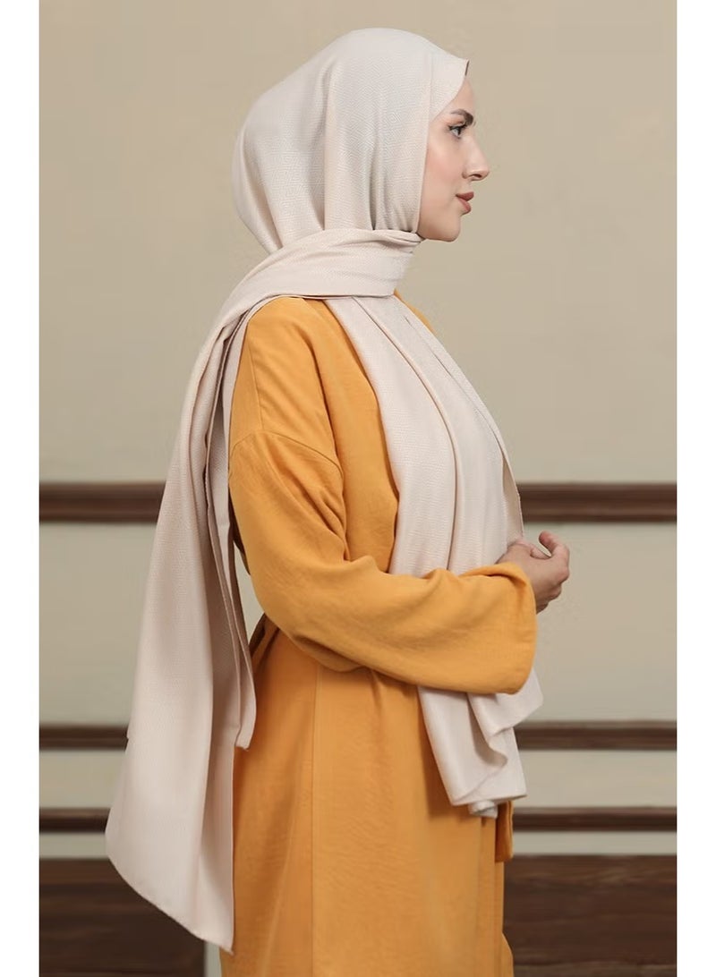 Sefa Merve Women's Jacquard Shawl - Beige - Image 2
